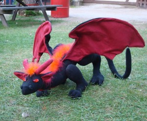 Dragon stalking the picnic table
